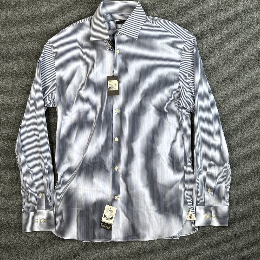 NWT John Varvatos USA Mens Slim Fit Striped Dress Shirt Blue White Size 15 32/33